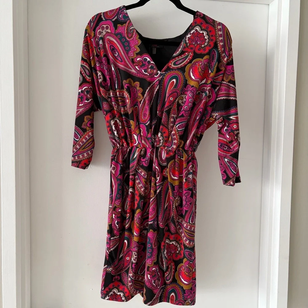 NWT Trina Turk XS “Birch” Paisley Print Mini Dress Bold Multi Color Fabric